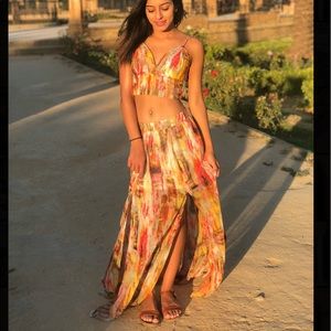 2 piece multicolor maxi skirt set